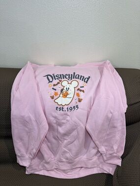 Disneyland Pink Halloween Ghost Mickey Pumpkin Fall Sweater Disney Parks XL NEW